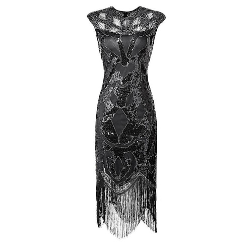 

Women's Party Dress Fringe Dress Sequin Dress Midi Dress Black Dark Green Red Sleeveless Geometric Sequins Spring Summer Crew Neck 1920s Party 2022 S M L XL XXL