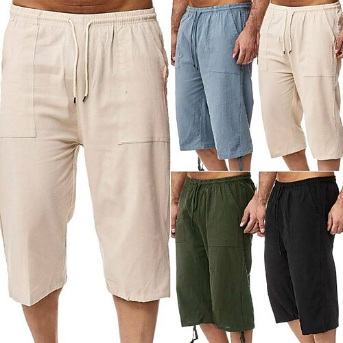 

Men's Capri shorts Basic Medium Spring & Summer Green Blue Black Khaki