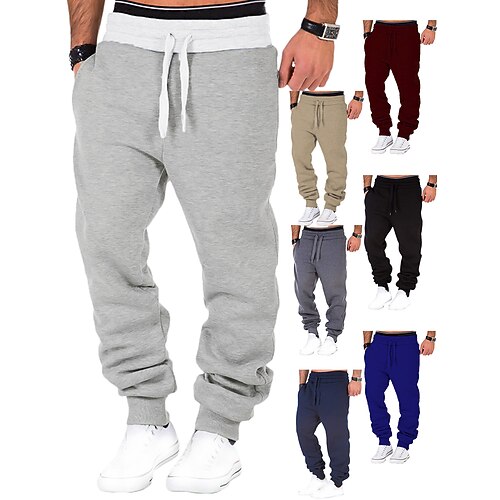 

Men's Joggers Sweatpants Drawstring Bottoms Breathable Soft Sweat wicking Fitness Gym Workout Performance Sportswear Activewear Solid Colored Dark Grey Black Wine / Micro-elastic