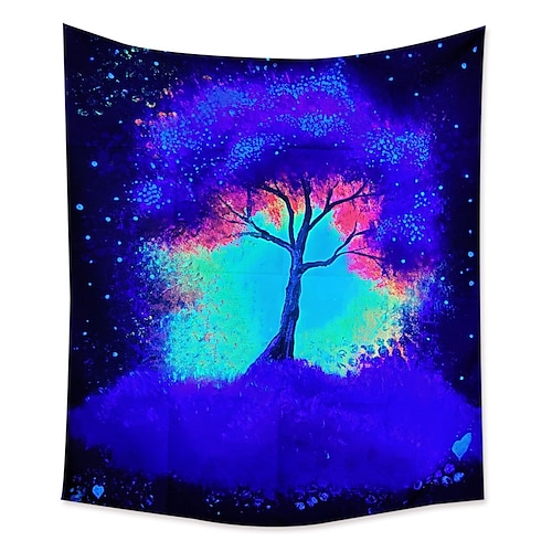

Blacklight UV Reactive Fluorescent Tapestry Tree of Life Luminous Background Cloth Dormitory Decoration Hanging Cloth