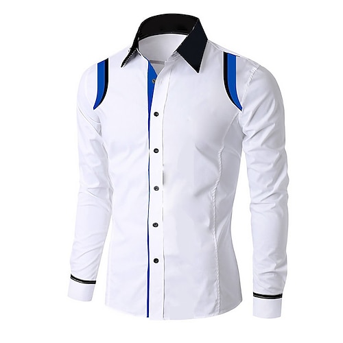 

Men's Dress Shirt Color Block Turndown White Outdoor Street Long Sleeve Button-Down Clothing Apparel Fashion Designer Business Casual / Spring / Fall