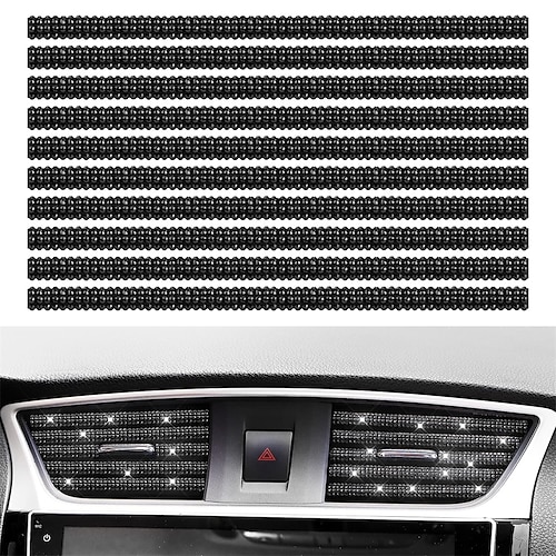 

rhinestones biltilbehør bling bil klimaanlæg ventilationsudtag trim dekorationsstrimmel passer med alle lige luftventil udtag bil bling til kvinder egnet mest bilinterio