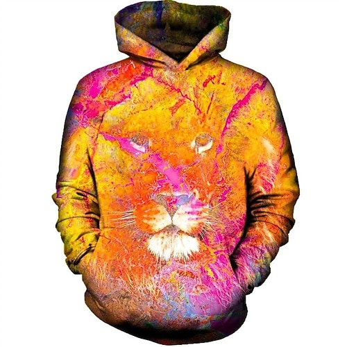 

Men's Unisex Hoodie Pullover Hoodie Sweatshirt Graphic Prints Lion Print Hooded Daily Sports 3D Print Designer Casual Hoodies Sweatshirts Long Sleeve Red