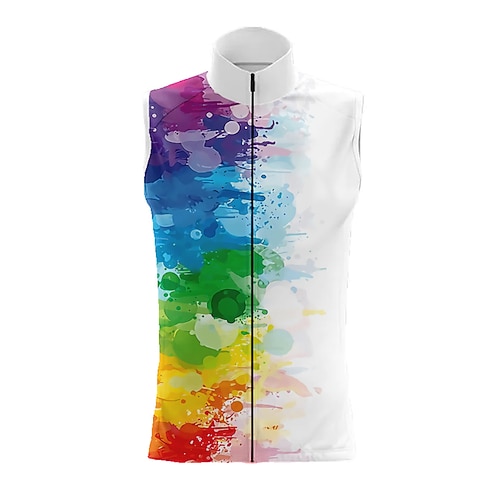 

21Grams Men's Cycling Vest Sleeveless White Graffiti Bike Breathable Quick Dry Reflective Strips Back Pocket Polyester Spandex Sports Graffiti Clothing Apparel