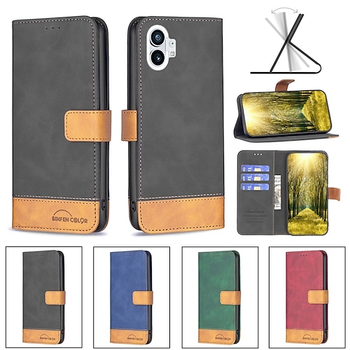 

Phone Case For Nothing Phone 1 Wallet Card Nothing Phone 1 Card Holder Slots Magnetic Flip Kickstand Solid Colored PU Leather