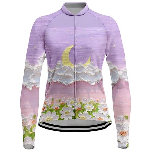 

21Grams Women's Cycling Jersey Long Sleeve Bike Top with 3 Rear Pockets Mountain Bike MTB Road Bike Cycling Quick Dry Moisture Wicking Purple Floral Botanical Sports Clothing Apparel / Stretchy