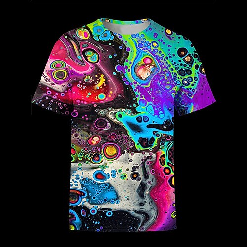 

Homens Unisexo Camiseta Abstrato Estampas Abstratas Gola Redonda Arco-íris Impressão 3D Ao ar livre Rua Manga Curta Imprimir Roupa Esportes Leve Casual Grande e Alto / Verão / Verão