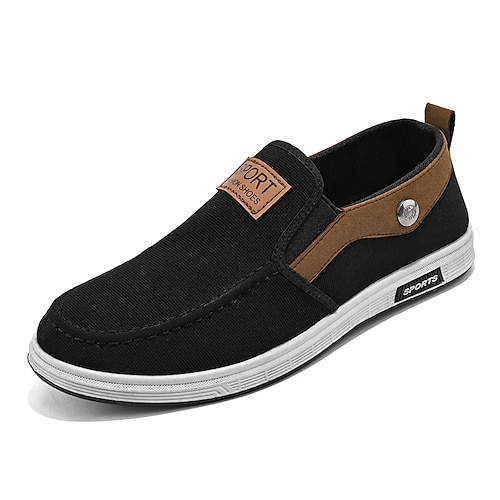 

Men's Loafers Slip-Ons Casual Daily Canvas Black Coffee Fall