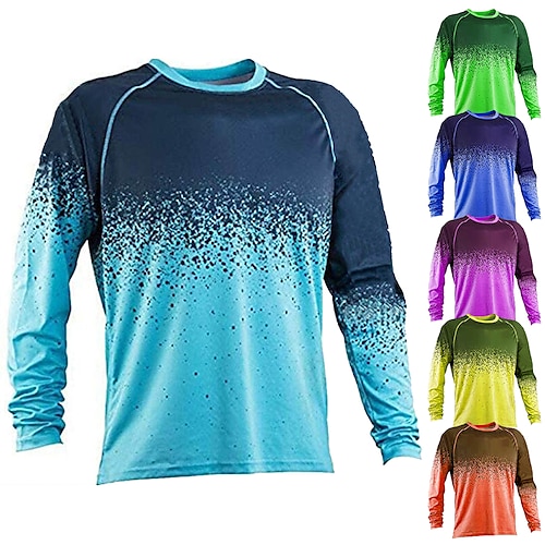 

21Grams Men's Downhill Jersey Long Sleeve Mountain Bike MTB Road Bike Cycling Green Purple Yellow Graphic Bike Jersey UV Resistant Quick Dry Back Pocket Polyester Spandex Sports Graphic Patterned