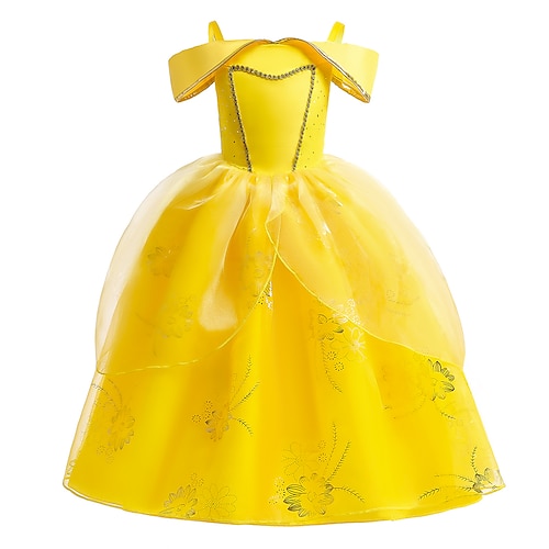 

Fairytale Sleeping Beauty Dress Cosplay Costume Girls' Movie Cosplay Cosplay Yellow Dress Children's Day Polyester / Cotton Blend Polyster