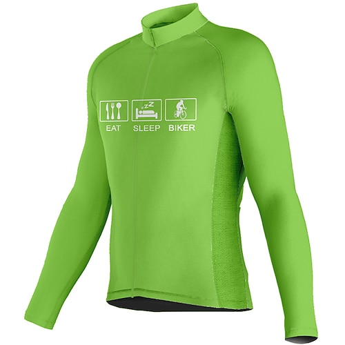 

21Grams Men's Cycling Jersey Long Sleeve Bike Top with 3 Rear Pockets Mountain Bike MTB Road Bike Cycling Breathable Quick Dry Moisture Wicking Reflective Strips Green Graphic Polyester Spandex Sports