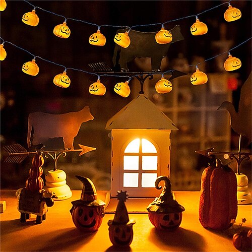 

1/2pcs 1.5m 10LED Halloween Pumpkin String Lights Lamp DIY Hanging Horror Halloween Decoration For Home Party Supplies Pumpkins Lights