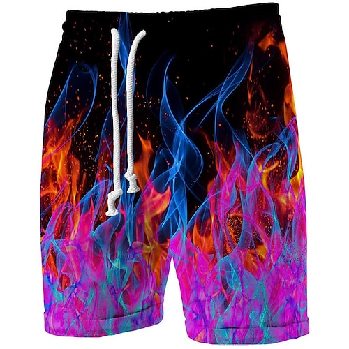 

Men's Designer Classic Style Shorts Beach Shorts 3D Print Drawstring Elastic Waist Short Pants Casual Daily Micro-elastic Graphic Patterned Flame Breathable Soft Mid Waist Green Black Blue S M L XL