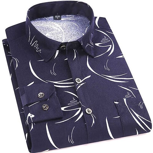 

Men's Shirt Plaid Graphic Patterned Turndown Street Daily Button-Down Print Long Sleeve Tops Casual Fashion Comfortable Big and Tall BlackDark GreyNavy Blue Black Blue / Summer