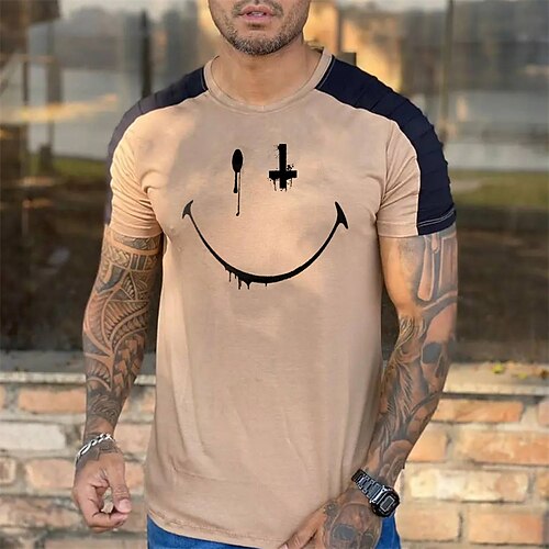 

Men's Unisex T shirt Tee Hot Stamping Cartoon Graphic Prints Crew Neck Street Daily Print Short Sleeve Tops Designer Casual Big and Tall Sports Khaki / Summer