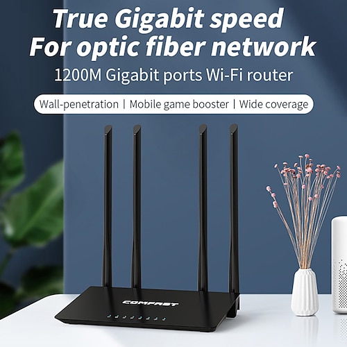 

Comfast WiFi Router Dual Band Gigabit Wireless Internet Router 2.4G & 5G 1200Mbps High-Speed Router for Streaming Long Range Coverage
