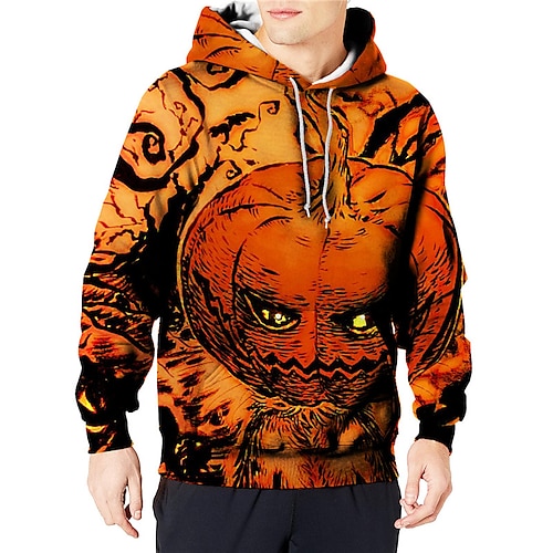 

Men's Unisex Pullover Hoodie Sweatshirt Hooded Pumpkin Graphic Prints Print Daily Sports 3D Print Streetwear Casual Hoodies Sweatshirts Long Sleeve Orange