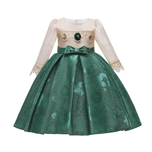 

Kids Little Girls' Dress Graphic Jacquard Performance Bow Print Watermelon Red Green Purple Long Sleeve Princess Cute Dresses Fall Spring 3-10 Years