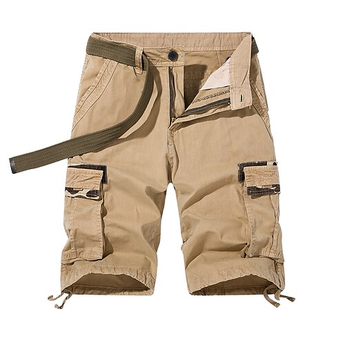 

Men's Cargo Shorts Shorts Pants Multi Pocket Solid Color Soft Outdoor Knee Length Casual Daily 100% Cotton Cargo Shorts Athleisure Slim Black Blue Micro-elastic