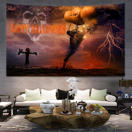 

Halloween Party Wall Tapestry Art Decor Blanket Curtain Hanging Home Bedroom Decoration Polyester Skull Ghost Blood Pumpkin