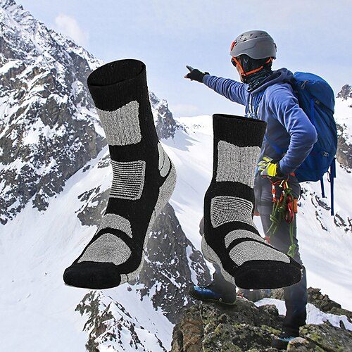 

Men's Women's Merino Wool Hiking Socks Ski Socks Sports Socks Outdoor Breathable Soft Sweat wicking Comfortable Socks Wool Light Grey Dark Grey Black for Fishing Climbing Camping Caving Thermal Warm