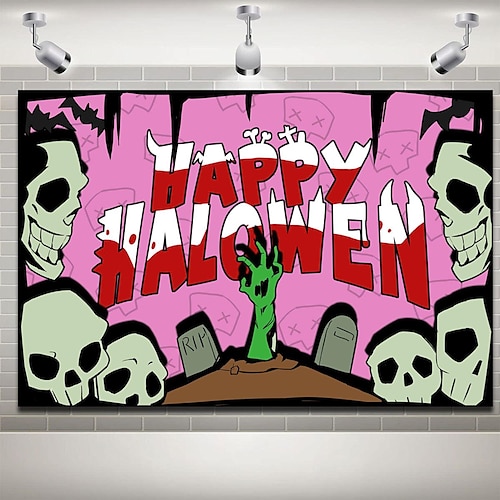 

Halloween Background Cloth Pumpkin Scary Skeleton Halloween Party Decoration Banner Hanging Flag Hanging Cloth