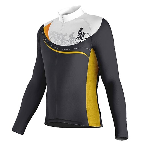 

21Grams Men's Cycling Jersey Long Sleeve Bike Top with 3 Rear Pockets Mountain Bike MTB Road Bike Cycling Breathable Quick Dry Moisture Wicking Reflective Strips Black Graphic Polyester Spandex Sports
