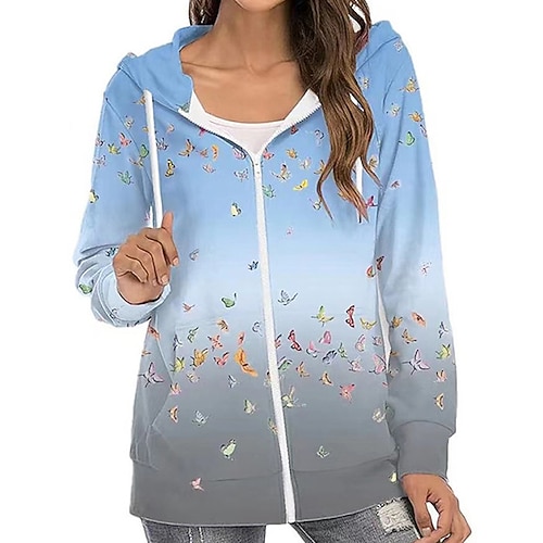 

Women's Casual Jacket Warm Breathable Outdoor Daily Wear Vacation Going out Pocket Print Zipper Hoodie Active Sports Comfortable Street Style Floral Regular Fit Outerwear Long Sleeve Winter Fall