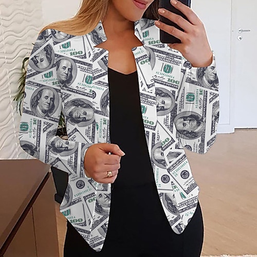 

dame blazer almindelig oversize frakke mørkegrøn stilfuld street efterår cardigan stander krave regular fit 5xl