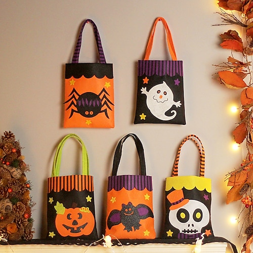 

Halloween Amazon Decorations Cute Pumpkin Ghost Nonwoven Gift Bag Kindergarten Ghost Festival Candy Bag