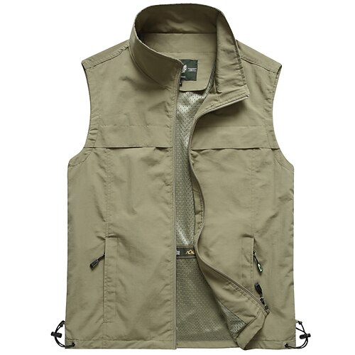 

Men's Fishing Vest Hiking Vest Sleeveless Vest / Gilet Jacket Top Outdoor Breathable Quick Dry Lightweight Multi Pockets Summer Camel ArmyGreen Black Hunting Fishing Climbing