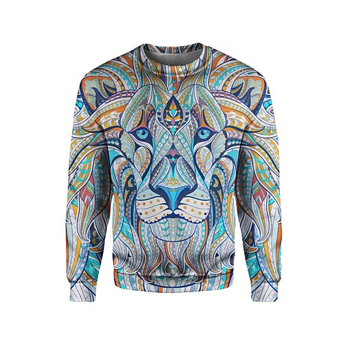 

Men's Unisex Sweatshirt Pullover Graphic Prints Tiger Print Daily Sports Holiday 3D Print Casual Streetwear Hoodies Sweatshirts Blue