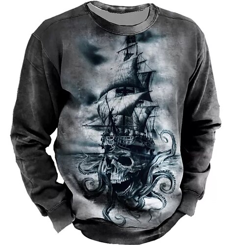 

Men's Unisex Sweatshirt Pullover Blue Crew Neck Skull Graphic Prints Print Daily Sports Holiday 3D Print Streetwear Designer Casual Spring & Fall Clothing Apparel Hoodies Sweatshirts Long Sleeve