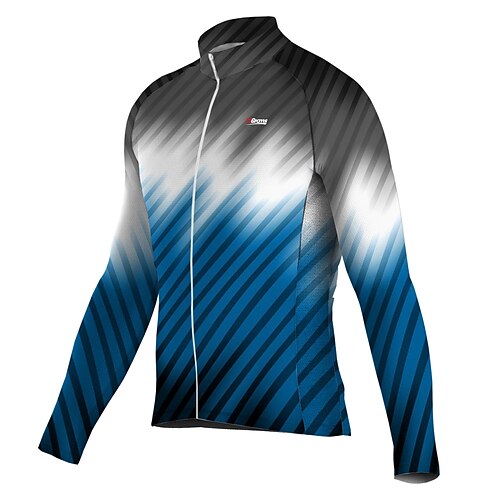 

21Grams Men's Cycling Jersey Long Sleeve Bike Top with 3 Rear Pockets Mountain Bike MTB Road Bike Cycling Breathable Quick Dry Moisture Wicking Reflective Strips Blue Stripes Polyester Spandex Sports