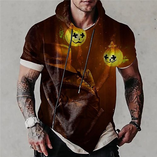 

Men's Unisex Pullover Hoodie Sweatshirt Orange Hooded Pumpkin Graphic Prints Print Sports & Outdoor Daily Sports 3D Print Streetwear Designer Casual Spring & Summer Clothing Apparel Hoodies