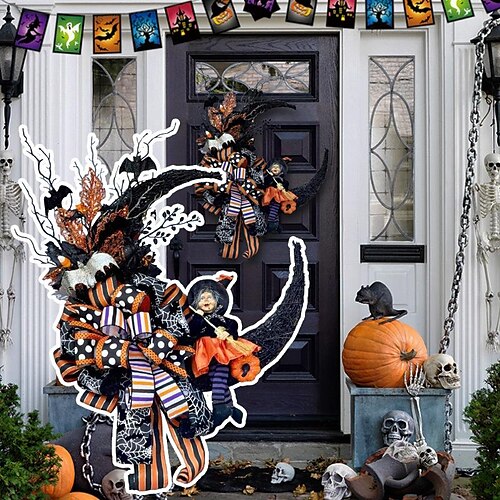 

Moon Witch Simulation Garland Halloween Front Door Venue Atmosphere Haunted House Props Decoration Garland
