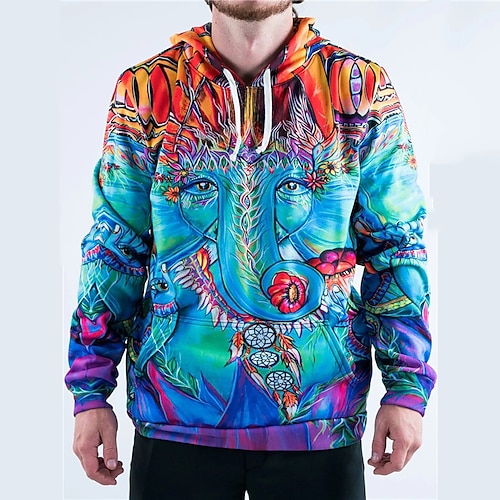 

Men's Unisex Hoodie Pullover Hoodie Sweatshirt Graphic Prints Animal Print Hooded Sports Outdoor Daily Sports 3D Print Basic Casual Hoodies Sweatshirts Long Sleeve Blue