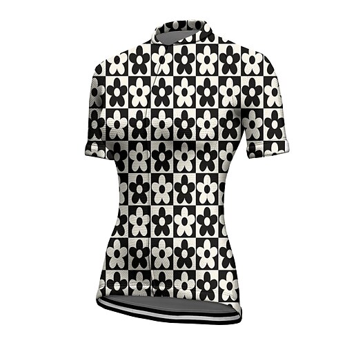 

21Grams Women's Cycling Jersey Short Sleeve Bike Top with 3 Rear Pockets Mountain Bike MTB Road Bike Cycling Breathable Quick Dry Moisture Wicking Reflective Strips Black Floral Botanical Polyester