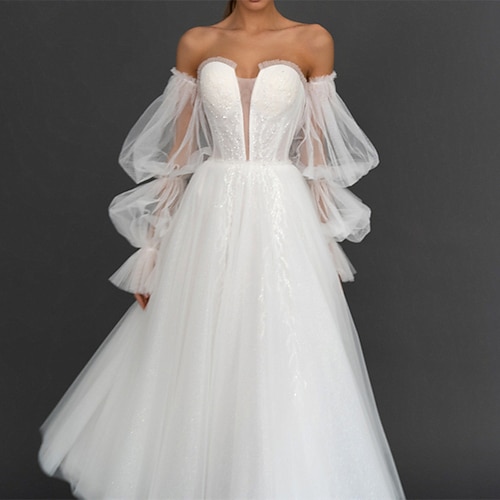 

Women's A Line Dress Swing Dress Maxi long Dress White Long Sleeve Pure Color Backless Zipper Fall Winter Off Shoulder Party Elegant Slim 2022 S M L XL / Party Dress