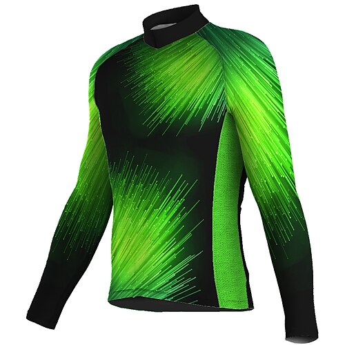 

21Grams Men's Cycling Jersey Long Sleeve Bike Top with 3 Rear Pockets Mountain Bike MTB Road Bike Cycling Breathable Quick Dry Moisture Wicking Reflective Strips Green Blue Graphic Polyester Spandex