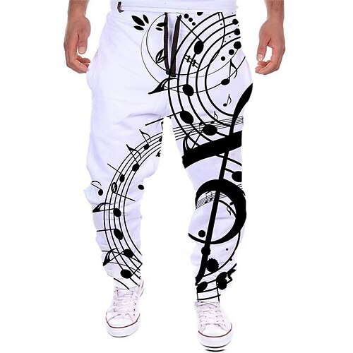 

Men's Sweatpants Joggers Trousers Drawstring Side Pockets Elastic Waist Graphic Prints Sign Comfort Breathable Sports Outdoor Casual Daily Streetwear Designer Black / White Micro-elastic / Elasticity