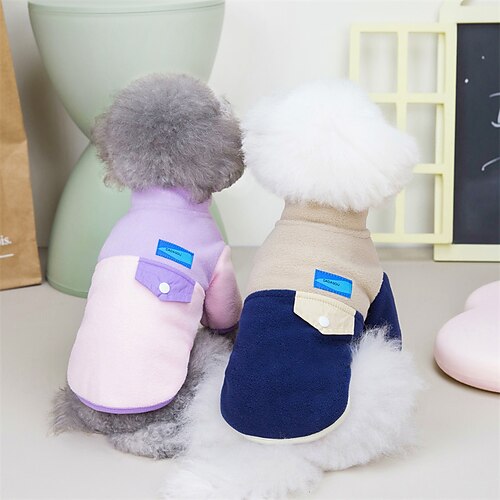 

Dog Cat Sweatshirt Color Block Cute Sweet Dailywear Casual Daily Winter Dog Clothes Puppy Clothes Dog Outfits Soft Purple Beige Costume for Girl and Boy Dog Cotton S M L XL 2XL