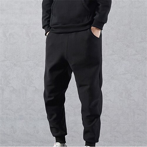

Men's Sweatpants Joggers Trousers Winter Pants Drawstring Elastic Waist Solid Color Comfort Breathable Casual Daily Streetwear Plus velvet Thicken Black Dark Gray Micro-elastic / Elasticity