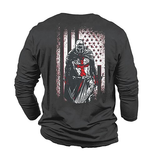 

Men's Unisex T shirt Tee Graphic Prints Soldier Crew Neck Black Long Sleeve 3D Print Outdoor Street Print Tops Basic Vintage Sports Designer