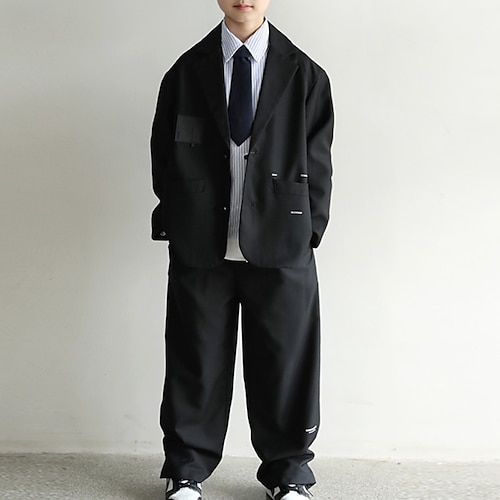 

Kids Boys Suit Blazer Shirt Pants Clothing Set 4 Pieces Long Sleeve Black Solid Color School Vacation Fashion Preppy Style 4-13 Years