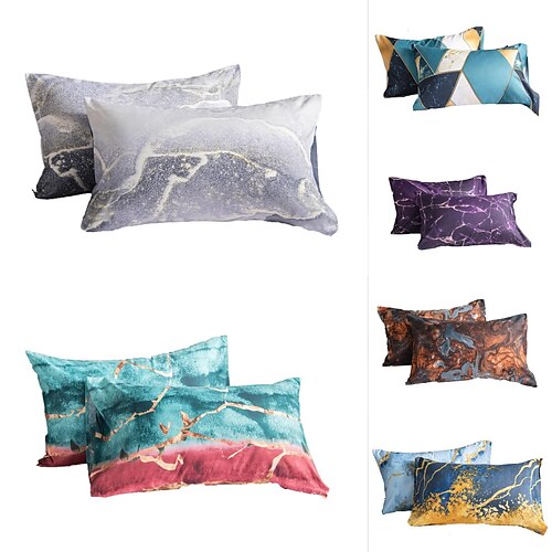 

Marble Printed Pillow Cases Set of 2 Pillow Cover, Lightweight Super Soft Easy Care Microfiber Pillowcases