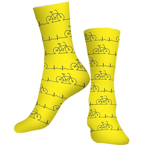 

Socks Cycling Socks Funny Socks Novelty Socks Men's Women's Bike / Cycling Breathable Soft Comfortable 1 Pair Graphic Cotton Black Yellow S M L