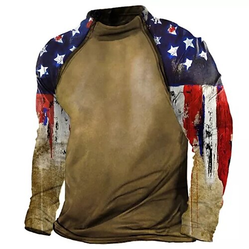 

Men's Unisex Sweatshirt Zip Hoodie Sweatshirt Pullover Brown High Neck Graphic Prints National Flag Zipper Print Casual Daily Sports 3D Print Basic Casual Big and Tall Spring & Fall Clothing Apparel