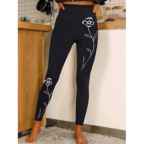 

Women's Yoga Pants Tummy Control Butt Lift High Waist Yoga Fitness Gym Workout Cropped Leggings Floral Black Sports Activewear High Elasticity 21Grams / Athletic / Athleisure