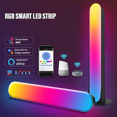 

Bluetooth APP WiFi Smart LED Light Bar RGB Atmosphere Light Music Synchronization 12 Modes TV Wall Computer Game Room Decoration Night Light
